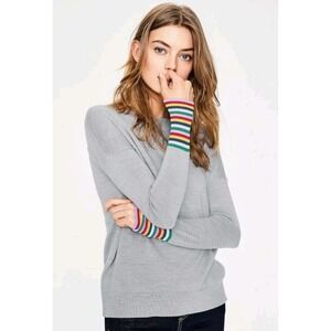 Boden Wool Blend Cassandra Jumper Sweater Women's XS Gray Rainbow Stripe READ